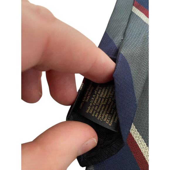 Brooks Brothers Tie NEW 100% Silk Blue Silver Gray Diagonal Repp Prep Stripe USA - Picture 7 of 7